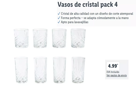Vasos de cristal pack 4 /LIDL
