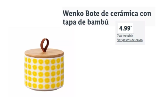 Bote de cerámica con tapa de bambú/ LIDL
