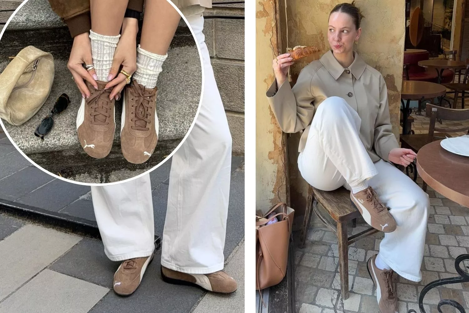 Una chica con unos zapatos de ante / Montaje Consumidor Global
