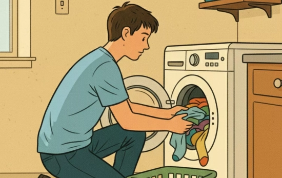 Un chico pone la lavadora / CG Un chico pone la lavadora / CG