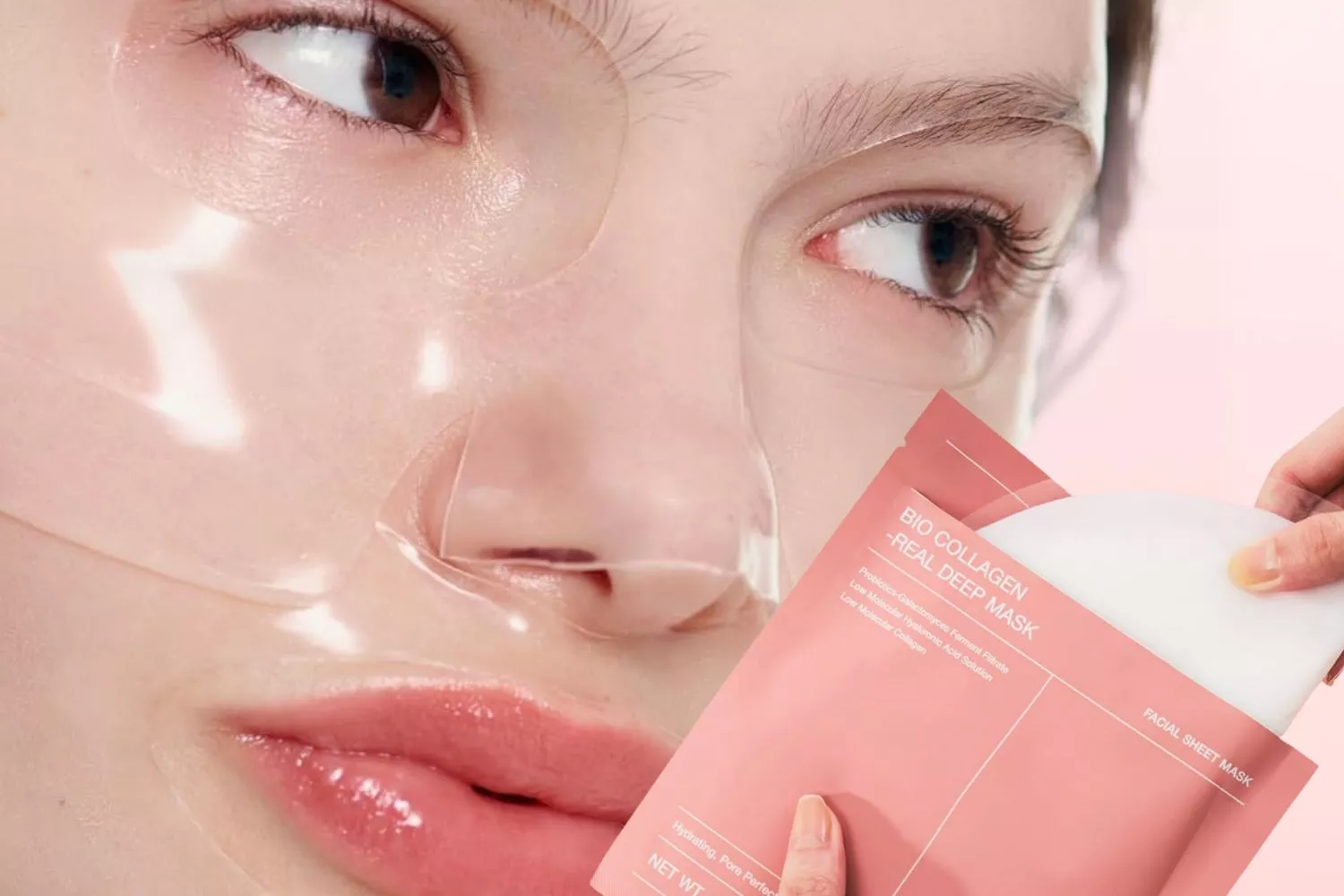 Una chica con la mascarilla de colágeno que revoluciona el cuidado facial / Montaje Consumidor Global