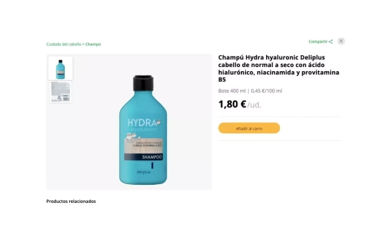 Champú Hydra hyaluronic Deliplus / MERCADONA