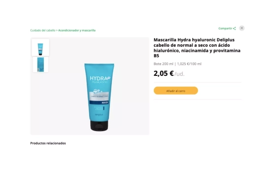 Mascarilla Hydra hyaluronic Deliplus / MERCADONA
