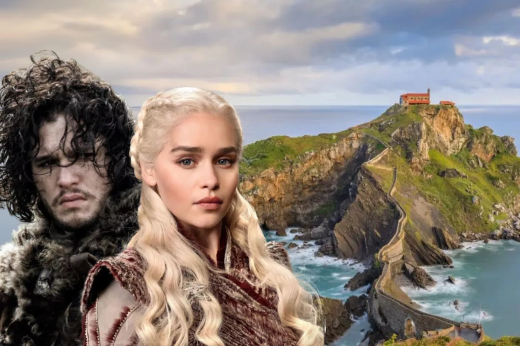 Los personajes de 'Juego de Tronos', una de las series recientes de mayor éxito, en San Juan de Gaztelugatxe / Montaje Consumidor Global