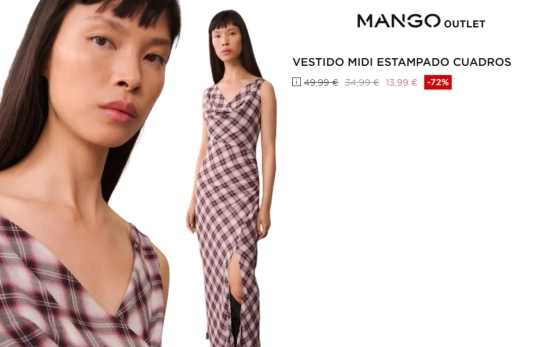 Vestido de cuadros/ Mango Outlet Vestido de cuadros/ Mango Outlet