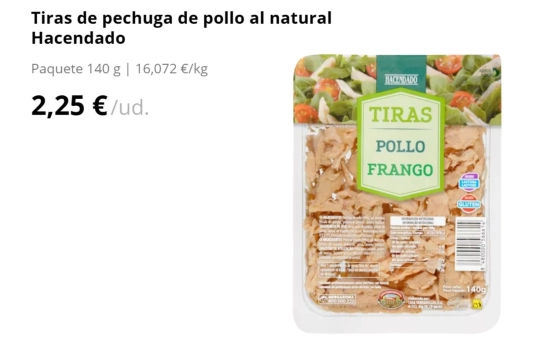 Pollo en tiras al natural/ MERCADONA Pollo en tiras al natural/ MERCADONA