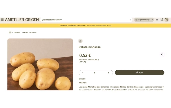 La patata francesa que comercializa Ametller / CG La patata francesa que comercializa Ametller / CG