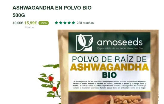 Ashwagandha polvo bio/ amoseeds.es Ashwagandha polvo bio/ amoseeds.es