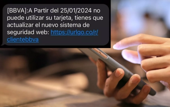 Mensaje fraudulento de BBVA/ Montaje Consumidor Global Mensaje fraudulento de BBVA/ Montaje Consumidor Global