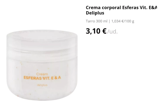 Crema corporal Esferas Vit. E&A Deliplus/ Mercadona Crema corporal Esferas Vit. E&A Deliplus/ Mercadona