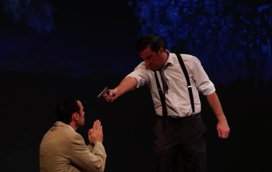 Lorca (Juanma Díez Diego) y Antonio Benavides (César Lucendo) durante la actuación de la 'Comedia s Lorca (Juanma Díez Diego) y Antonio Benavides (César Lucendo) durante la actuación de la 'Comedia s