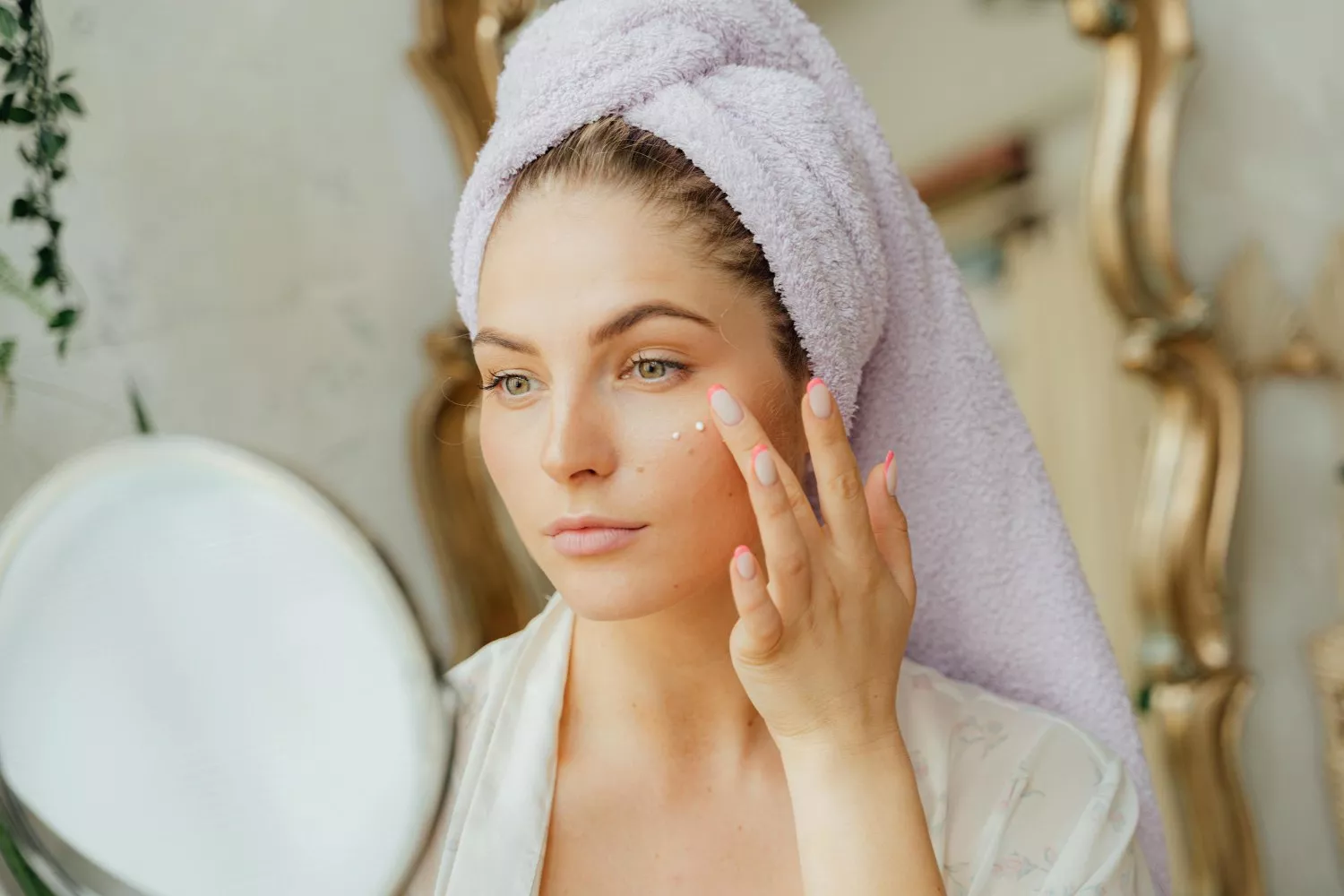 Una persona sigue una rutina de cuidado facial aplicando los preceptos de la K Beauty