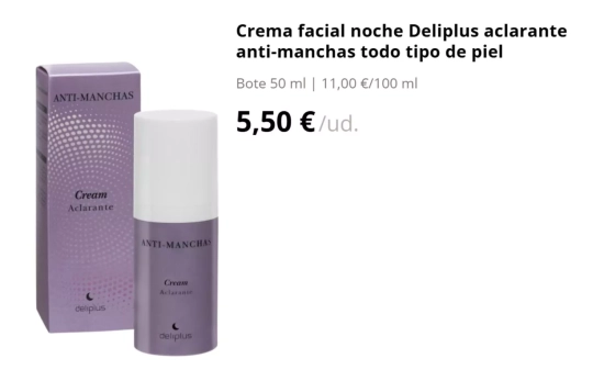 Crema facial noche Deliplus aclarante/ MERCADONA