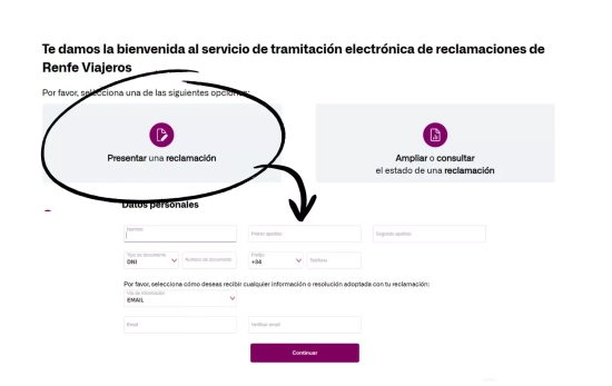 Formulario online de reclamación de Renfe/ RENFE Formulario online de reclamación de Renfe/ RENFE