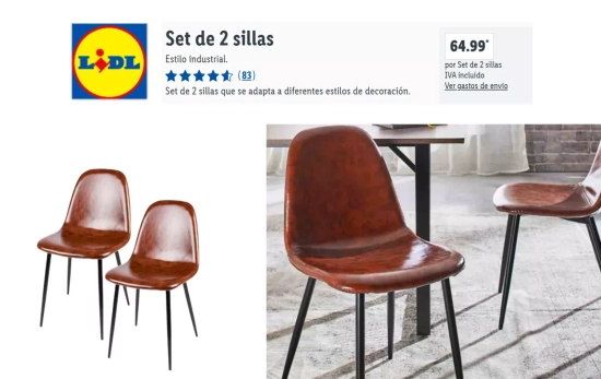 Sillas estilo industrial dúo/ LIDL Sillas estilo industrial dúo/ LIDL