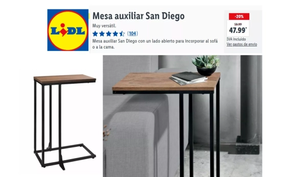 Mesa auxiliar de madera y acero/ LIDL Mesa auxiliar de madera y acero/ LIDL