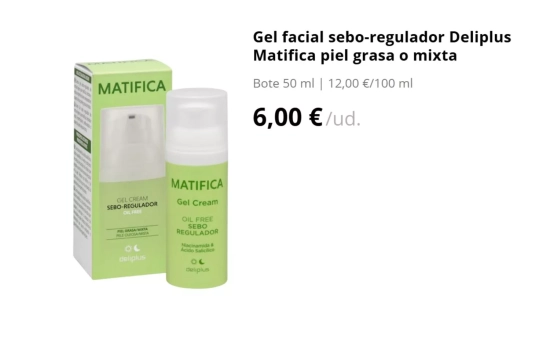 Gel Seborregulador Matifica/ MERCADONA Gel Seborregulador Matifica/ MERCADONA