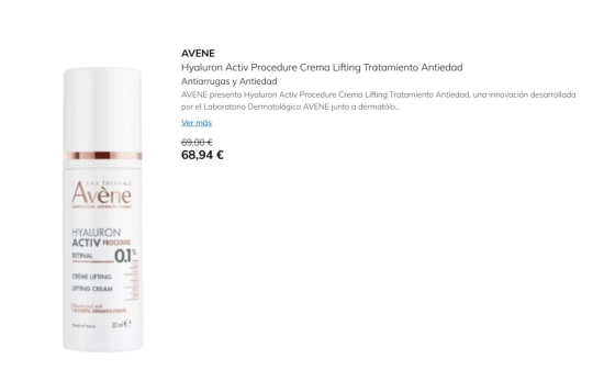 Avene Hyaluron Activ Procedure Crema Lifting Tratamiento Antiedad/ PRIMOR Avene Hyaluron Activ Procedure Crema Lifting Tratamiento Antiedad/ PRIMOR