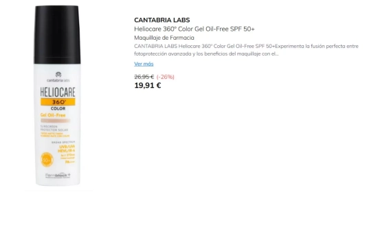 Heliocare 360º Color Gel Oil-Free SPF 50+ de Cantabria Labs/ PRIMOR Heliocare 360º Color Gel Oil-Free SPF 50+ de Cantabria Labs/ PRIMOR