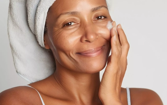Una mujer echándose crema en su rutina facial/ CANVA Una mujer echándose crema en su rutina facial/ CANVA