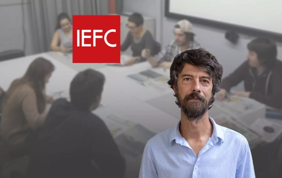 Josep Maria de Llobet y una clase del IEFC / Montaje CONSUMIDOR GLOBAL Josep Maria de Llobet y una clase del IEFC / Montaje CONSUMIDOR GLOBAL