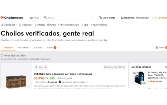 Vista de la web de Chollometro / CG Vista de la web de Chollometro / CG