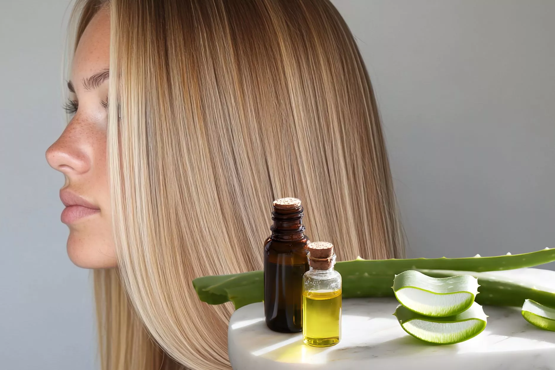 Una persona con remedios naturales para cuidar su cabello / Montaje Consumidor Global