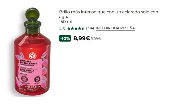 Brillo más intenso que con un aclarado solo con agua/ YVES.ROCHER Brillo más intenso que con un aclarado solo con agua/ YVES.ROCHER