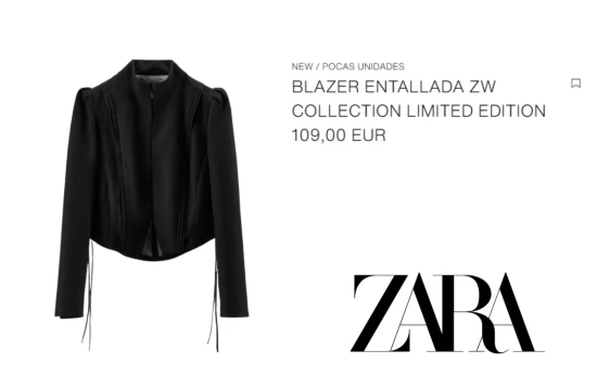 BLAZER ENTALLADA ZW/ ZARA BLAZER ENTALLADA ZW/ ZARA