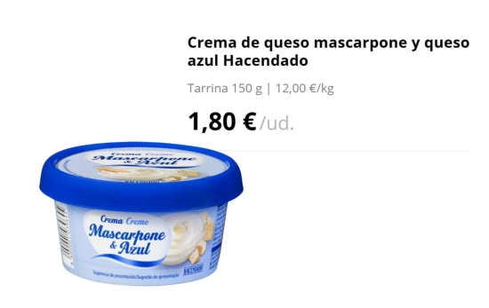 Crema de queso azul y mascarpone/ MERCADONA Crema de queso azul y mascarpone/ MERCADONA