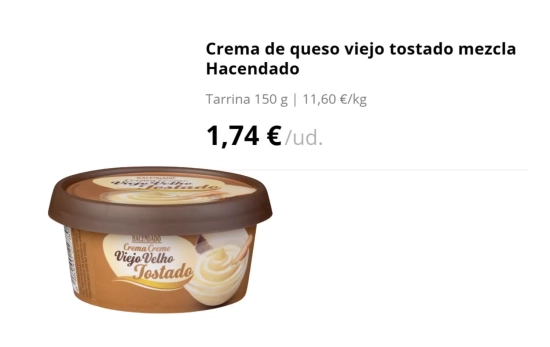 Crema de queso viejo tostado mezcla Hacendado/ MERCADONA Crema de queso viejo tostado mezcla Hacendado/ MERCADONA