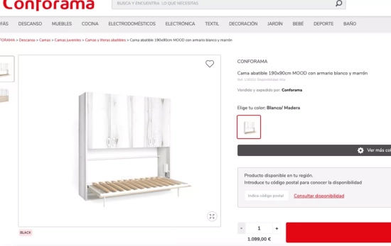 El producto en cuestión de Conforama CAPTURA El producto en cuestión de Conforama CAPTURA