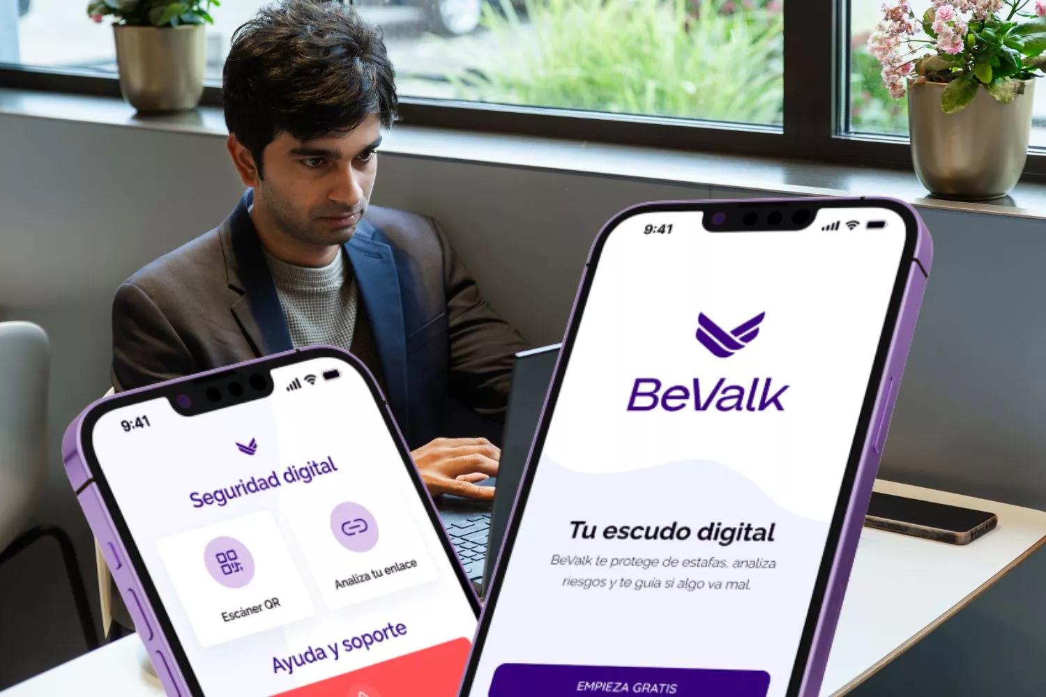 La aplicación BeValk, que protege de las estafas en internet con IA / Montaje CONSUMIDOR GLOBAL  La aplicación BeValk, que protege de las estafas en internet con IA / Montaje CONSUMIDOR GLOBAL
