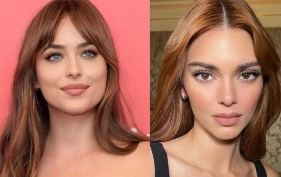 Dakota Johnson y Kendall Jenner con el color de cabello 'Pumpkin Spice'/ PINTEREST Dakota Johnson y Kendall Jenner con el color de cabello 'Pumpkin Spice'/ PINTEREST
