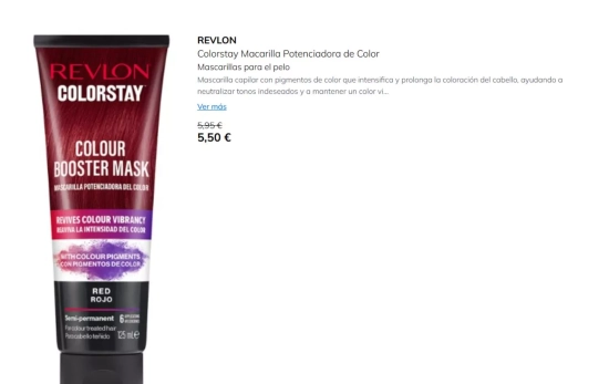 Colorstay Macarilla Potenciadora de Color Rojo Revlon/ PRIMOR Colorstay Macarilla Potenciadora de Color Rojo Revlon/ PRIMOR