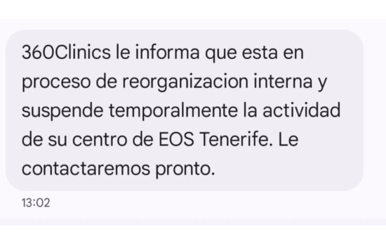 Mensaje del cierre temporal de 360 Clinics que recibieron algunos afectados Mensaje del cierre temporal de 360 Clinics que recibieron algunos afectados