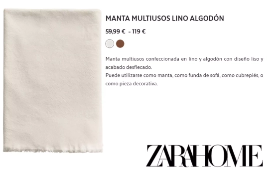  Plaid de lino y algodón arrugado/ ZARA HOME