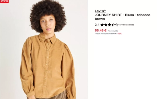 Camisa pana abullonada Levi's/ ZALANDO Camisa pana abullonada Levi's/ ZALANDO