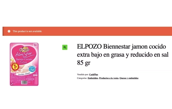 Embutido jamón york El Pozo, envase 85 gramos / MERCANARIAS