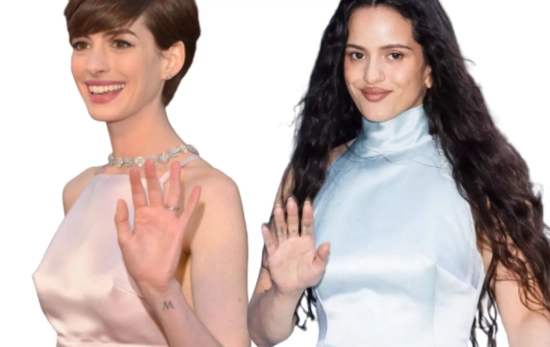 Rosalía y Anne Hathaway luciendo un vestido de corte 'bullet bra’/ Montaje Consumidor Global Rosalía y Anne Hathaway luciendo un vestido de corte 'bullet bra’/ Montaje Consumidor Global
