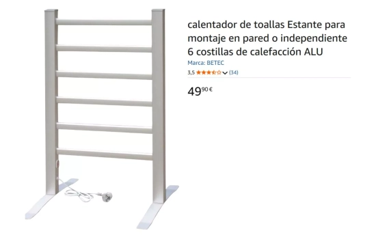 Toallero eléctrico /AMAZON Toallero eléctrico /AMAZON