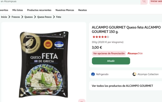 Queso feta de Alcampo seleccionado por la IA / ALCAMPO