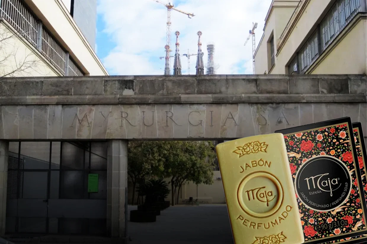 La antigua fábrica de Myrurgia y el jabón Maja / Montaje CONSUMIDOR GLOBAL