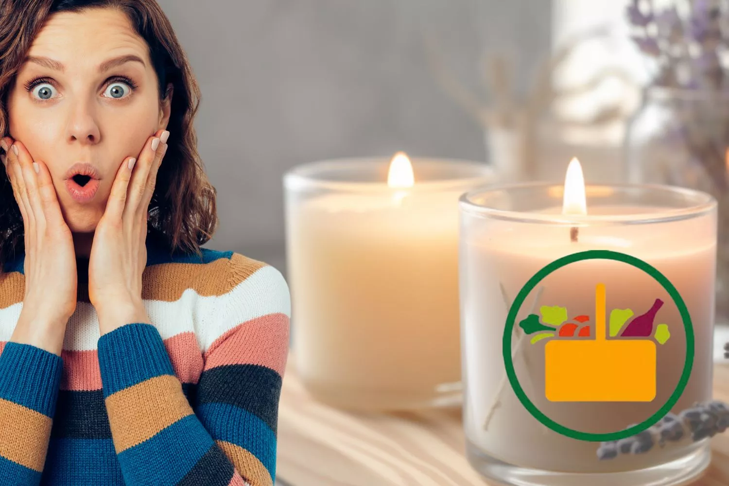 Velas de Mercadona y una persona sorprendida / Montaje Consumidor Global