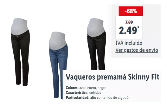 Vaqueros premamá Skinny Fit/ LIDL