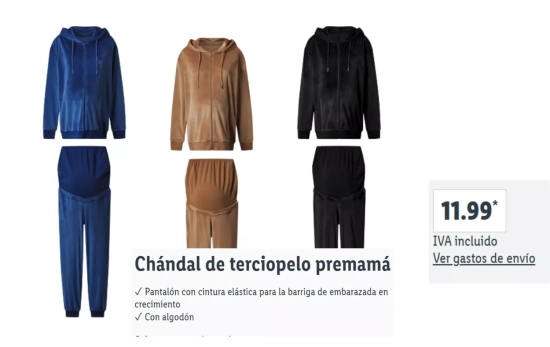 Chándal de terciopelo premamá/ LIDL