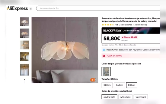 El precio de la lámpara en AliExpress   CG