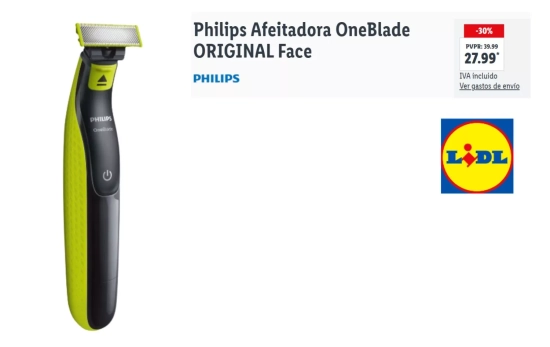 Philips Afeitadora OneBlade ORIGINAL Face/ LIDL