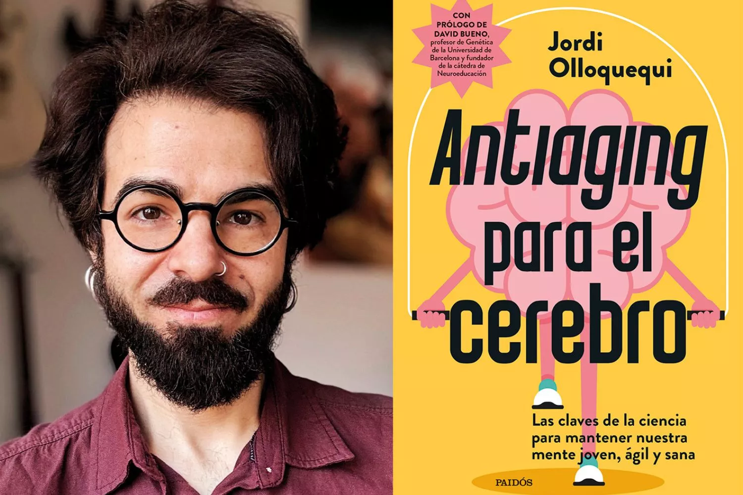 El neurobiólogo Jordi Olloquequi y su libro 'Antiaging para el cerebro' / Montaje CONSUMIDOR GLOBAL