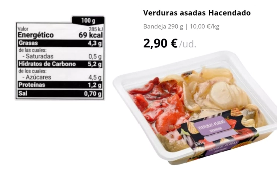 Verduras asadas Hacendado/ MERCADONA